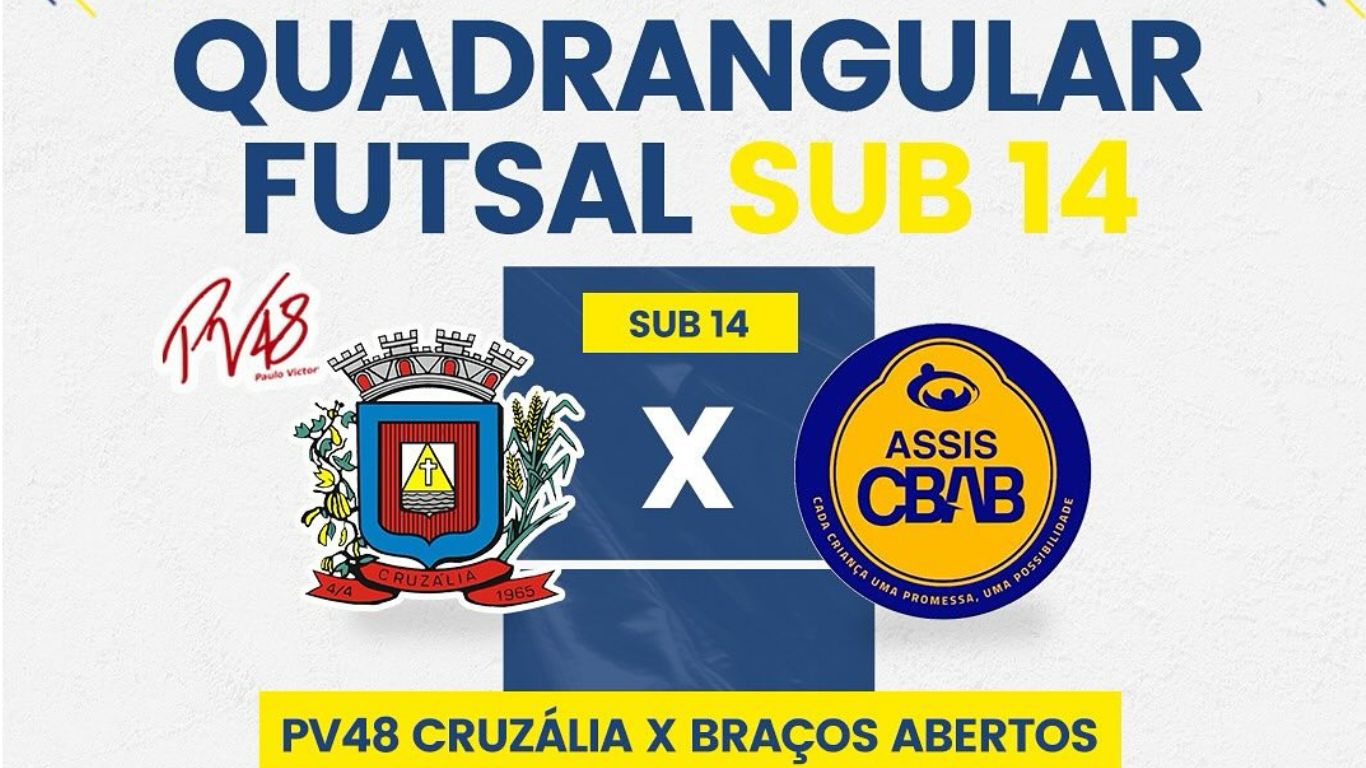 Atletas de Cruzália estreiam hoje no Quadrangular de Futsal Sub 14, em Tarumã