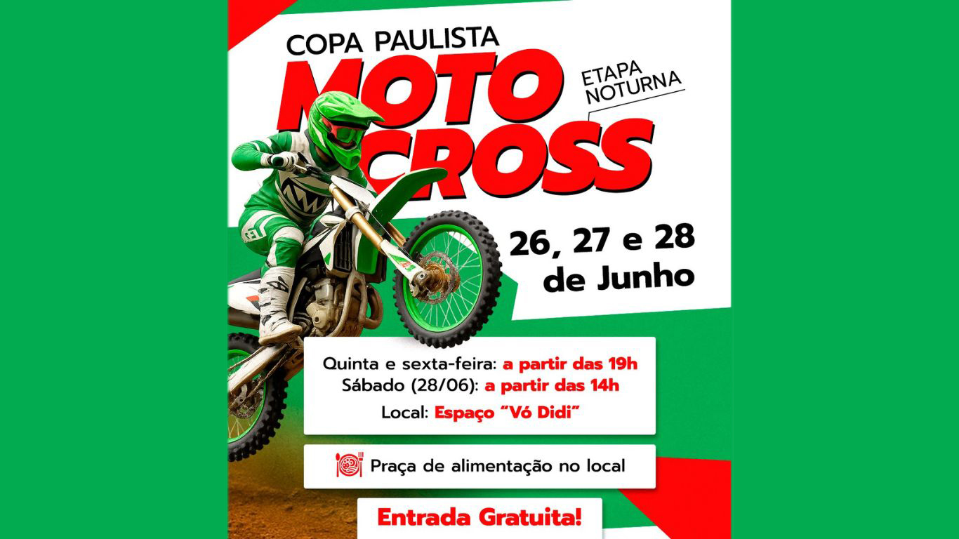 Tarumã recebe etapa noturna da Copa Paulista de Motocross de 26 a 28 de junho