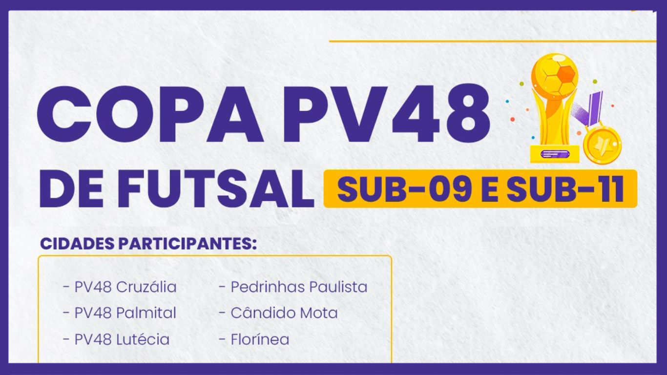 Cruzália vai sediar a Copa PV48 de Futsal Sub-09 e Sub-11
