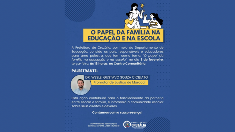 Cruzália promove palestra sobre o papel da família na educação e na ...