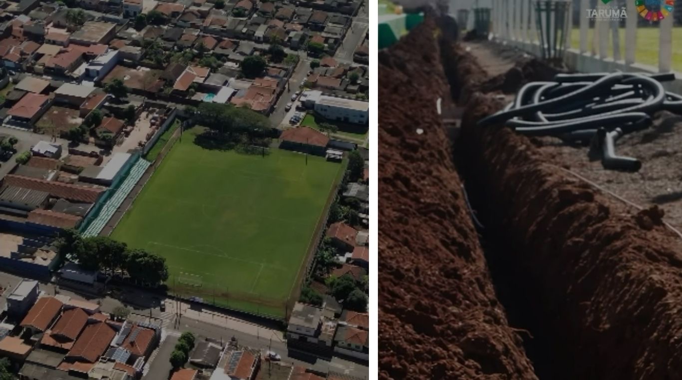 Obras de modernização avançam e Estádio Cassídio Pinto, em Tarumã, passará a contar com iluminação
