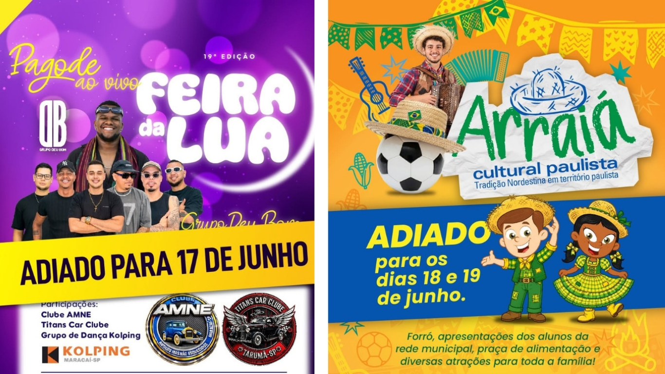 Prefeitura de Maracaí transfere Feira da Lua e Arraiá da Educação para a próxima semana