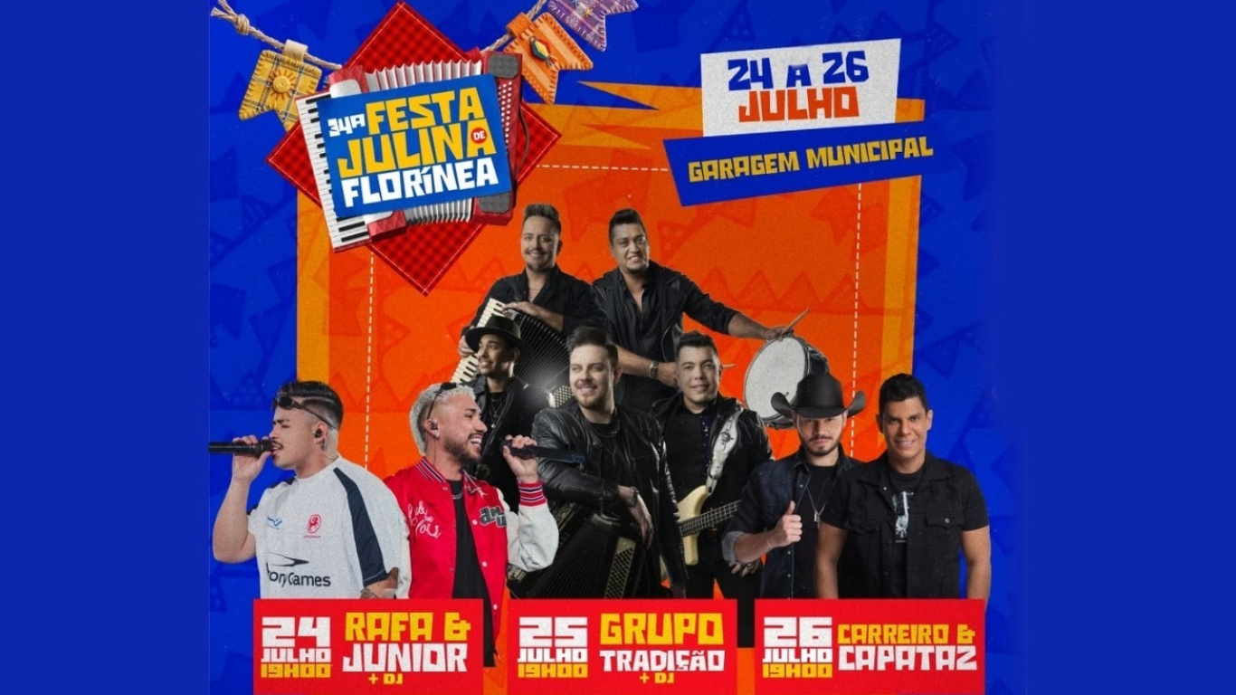 Prefeitura de Florínea divulga as atrações da 34ª Festa Julina