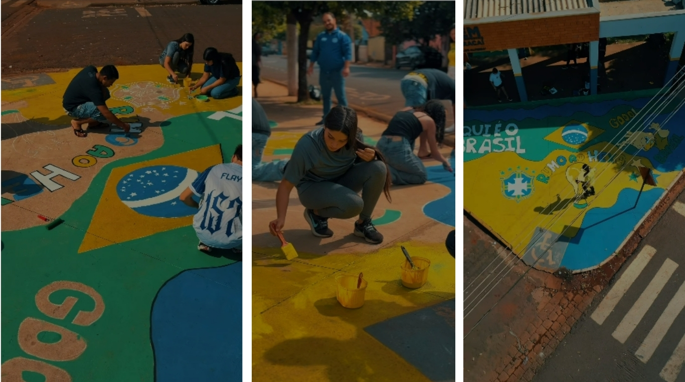 Pintura temática dá origem à Praça da Copa em Maracaí