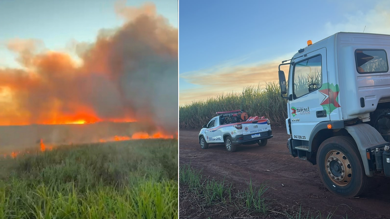 Incêndio na zona rural mobiliza força-tarefa e levanta suspeita de ação criminosa em Tarumã