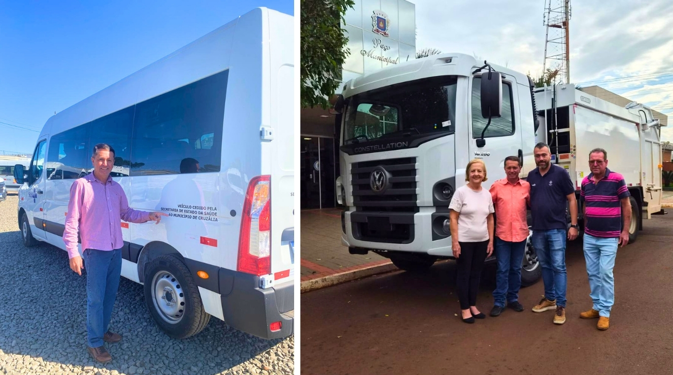 Prefeitura de Cruzália conquista Van para a Saúde e caminhão compactador para coleta de lixo orgânico